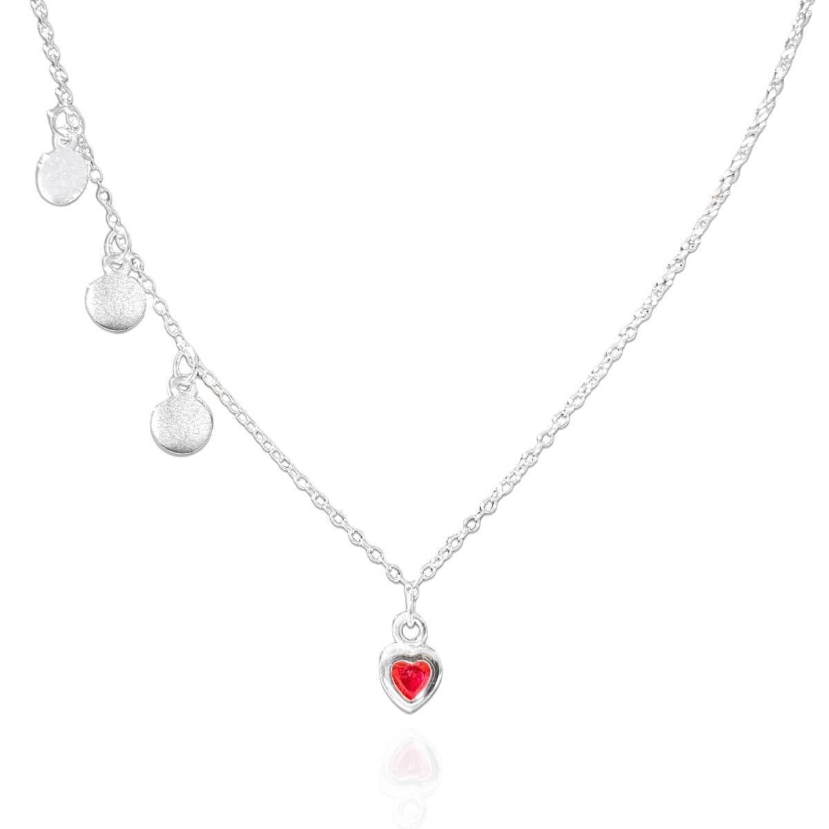 Colar Plaquinhas e Coração 40cm de Prata 925