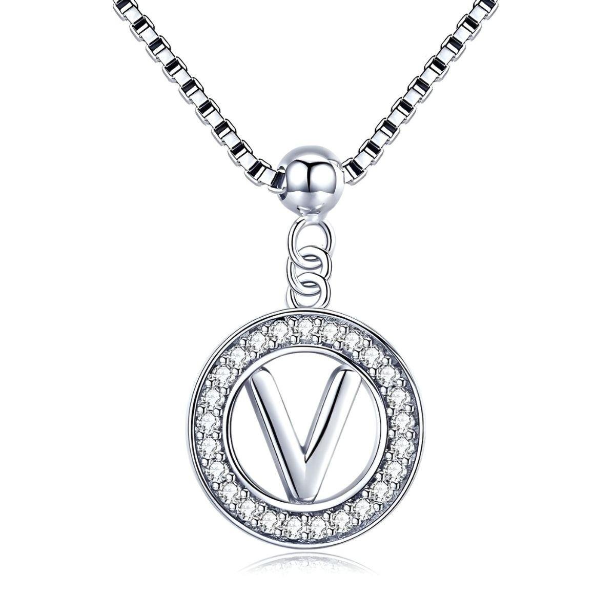 Colar de Letra A-Z 45cm de Prata 925