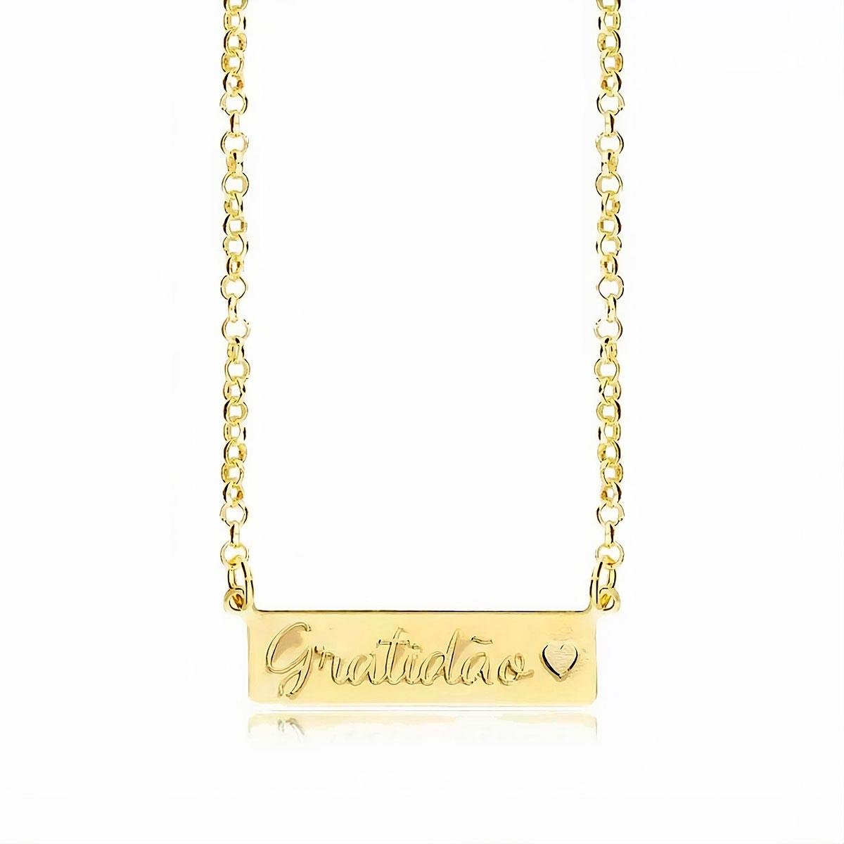 COLAR PLACA GRATIDÃO BANHADO A OURO