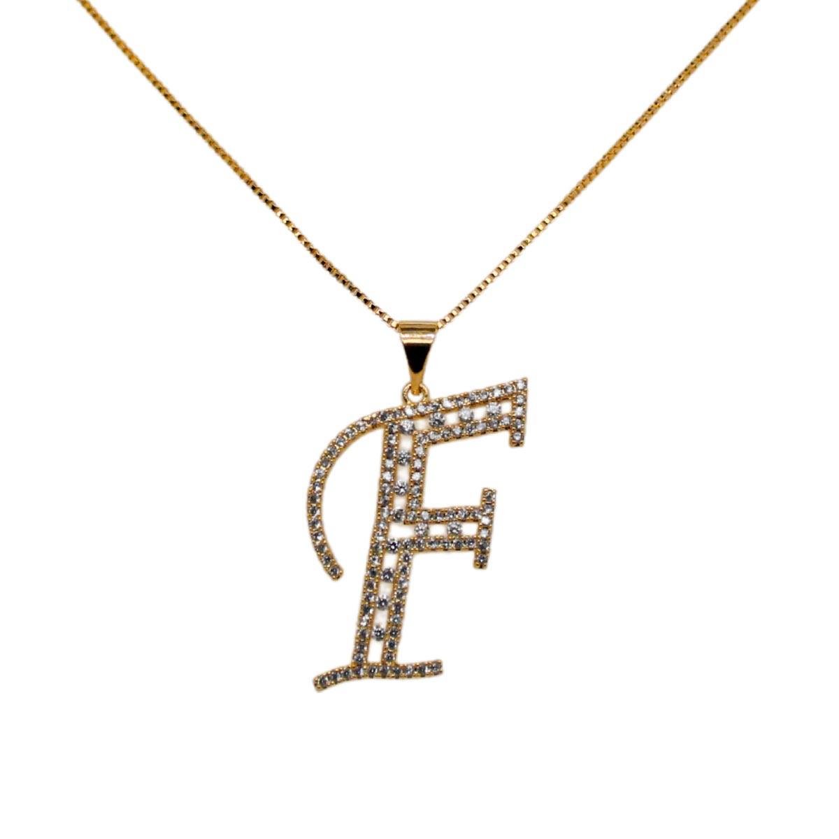 Colar Com Letra Cravejada De Zircônia Folheado A Ouro