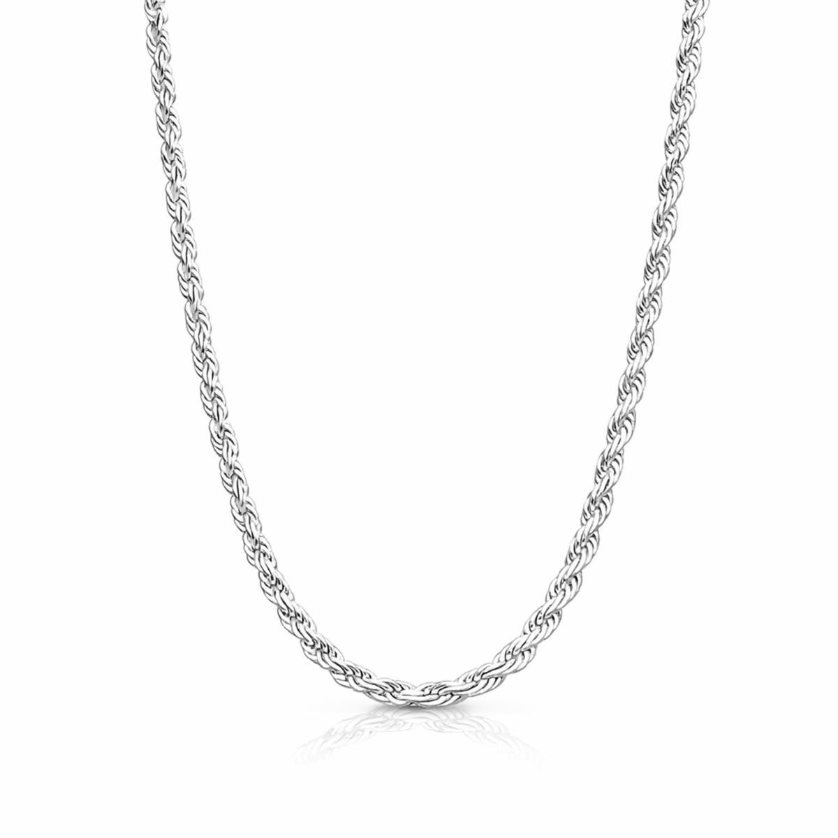 Cordão Baiano Grosso Banhado a Prata 4mm 60cm
