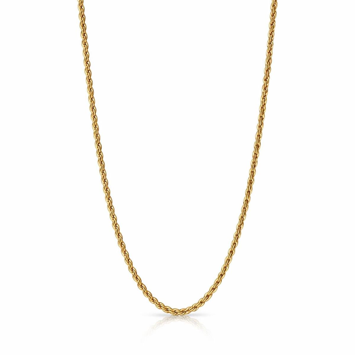 Cordão Baiano 2mm 60cm Aço Inox com Banho Ouro 18k