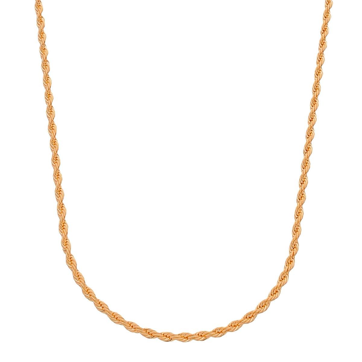 CORRENTE BANHADA A OURO CORDÃO BAIANO 60CM 2MM