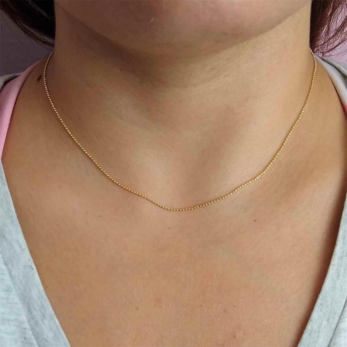 Gargantilha de Bolinhas Diamantada Folheado a Ouro