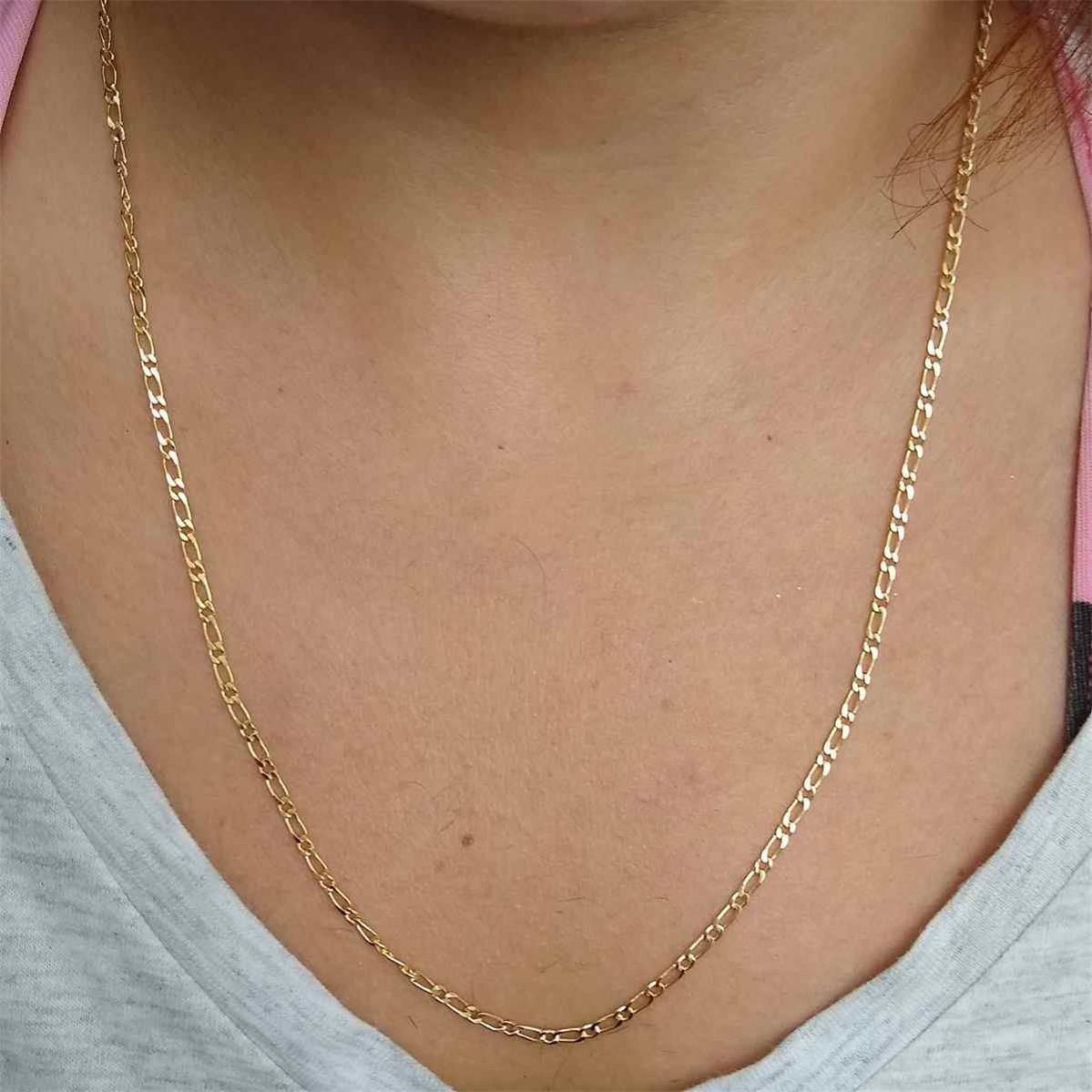 Corrente Diamantada Alternada 1x1 Folheado a Ouro