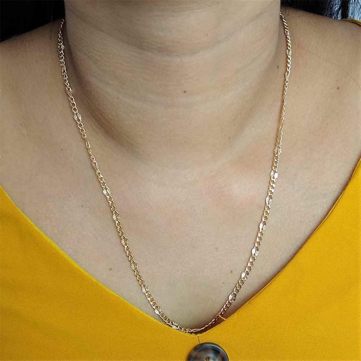 Corrente Masculina 4x2 Alternada Diamantada Folheado a Ouro