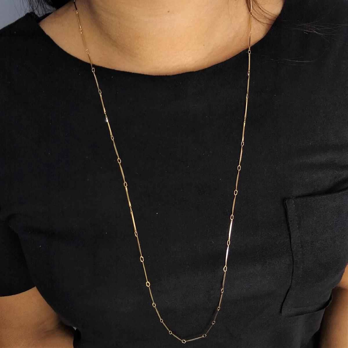 Corrente de Palitos Diamantados Folheado a Ouro