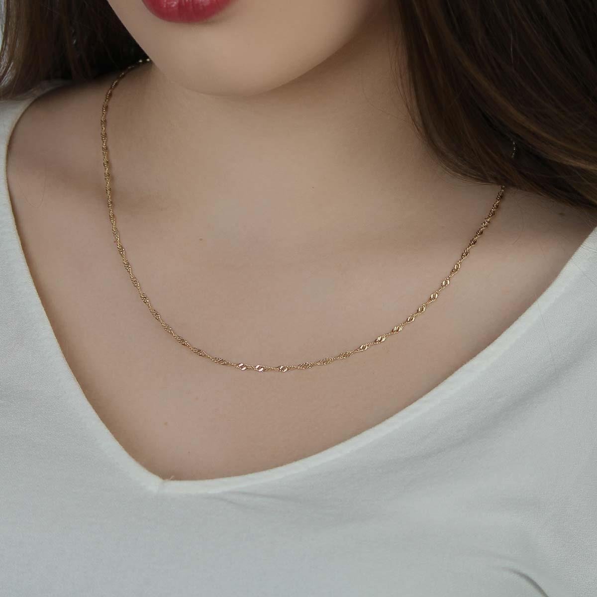 Corrente Singapura 45cm Banhado a Ouro