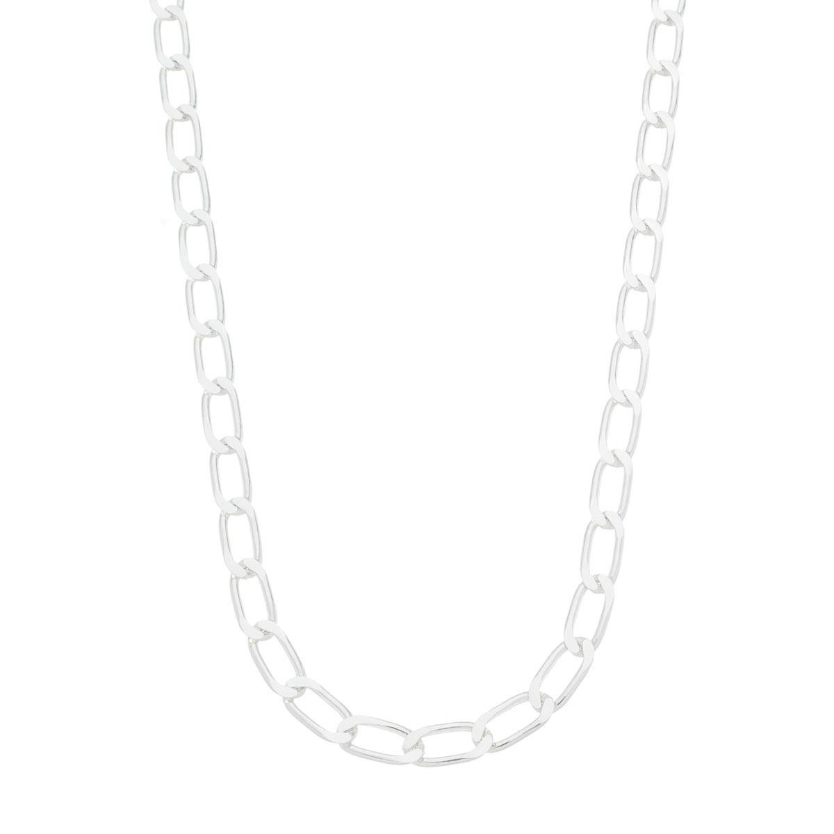 Corrente De Prata Masculina Elo Alongado 70cm 7mm
