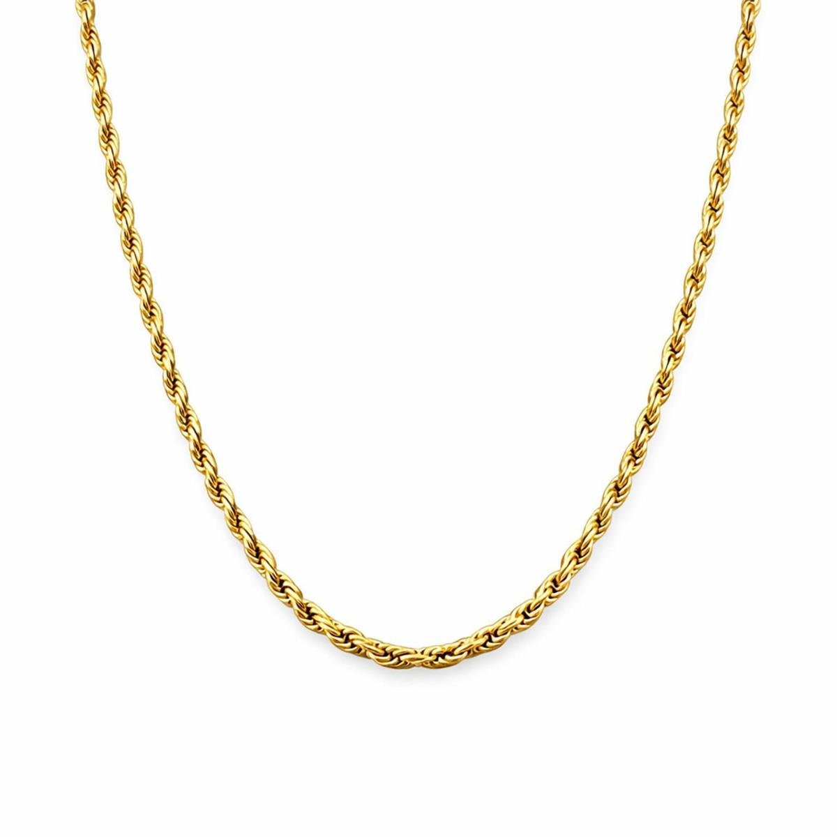 Cordão Baiano 3mm 60cm Aço Inox com Banho Ouro 18k
