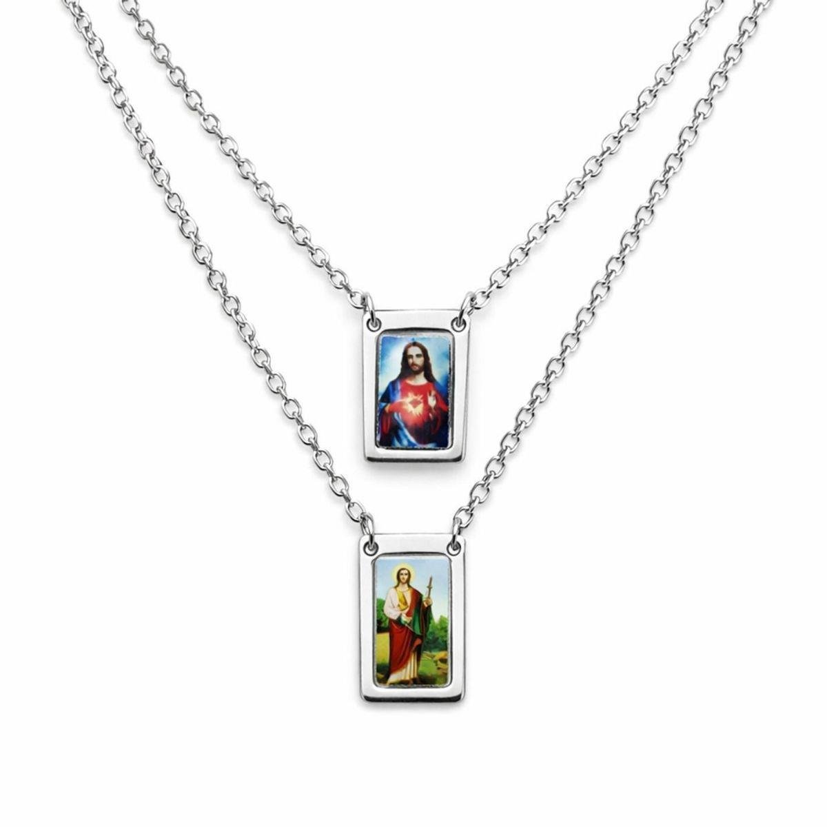 Escapulário Aço Inox São Judas Tadeu 70cm