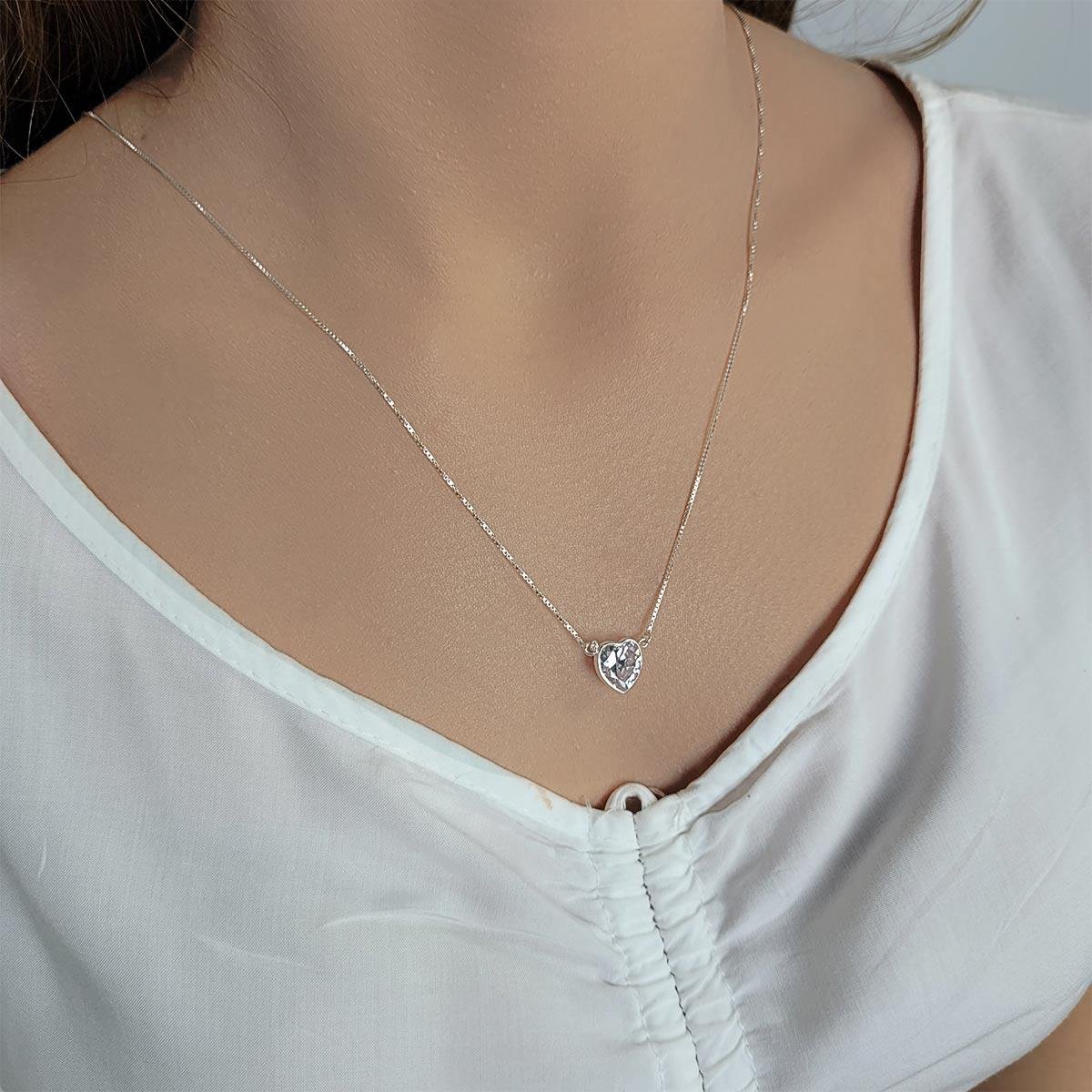 Escapulário de Prata Dupla face Dois Corações