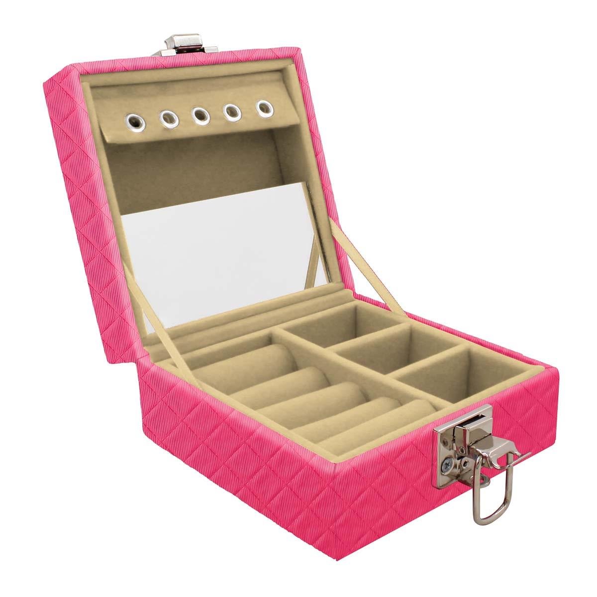 Estojo Maleta Porta Jóias Para Viagem Mini Dijon Pink