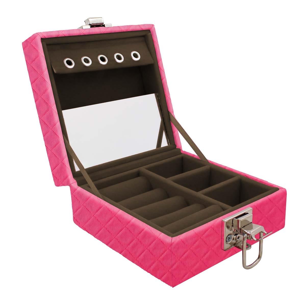 Estojo Maleta Porta Jóias Para Viagem Mini Dijon Pink
