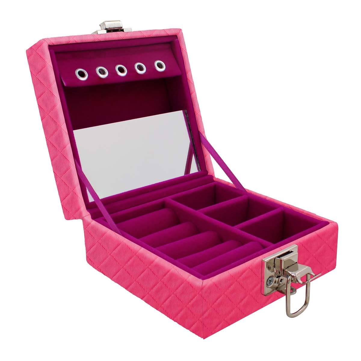 Estojo Maleta Porta Jóias Para Viagem Mini Dijon Pink