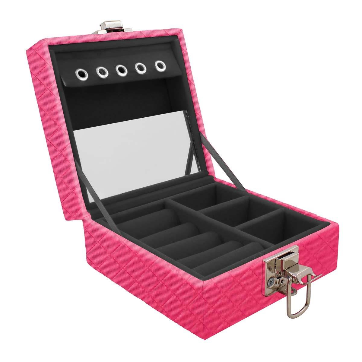 Estojo Maleta Porta Jóias Para Viagem Mini Dijon Pink