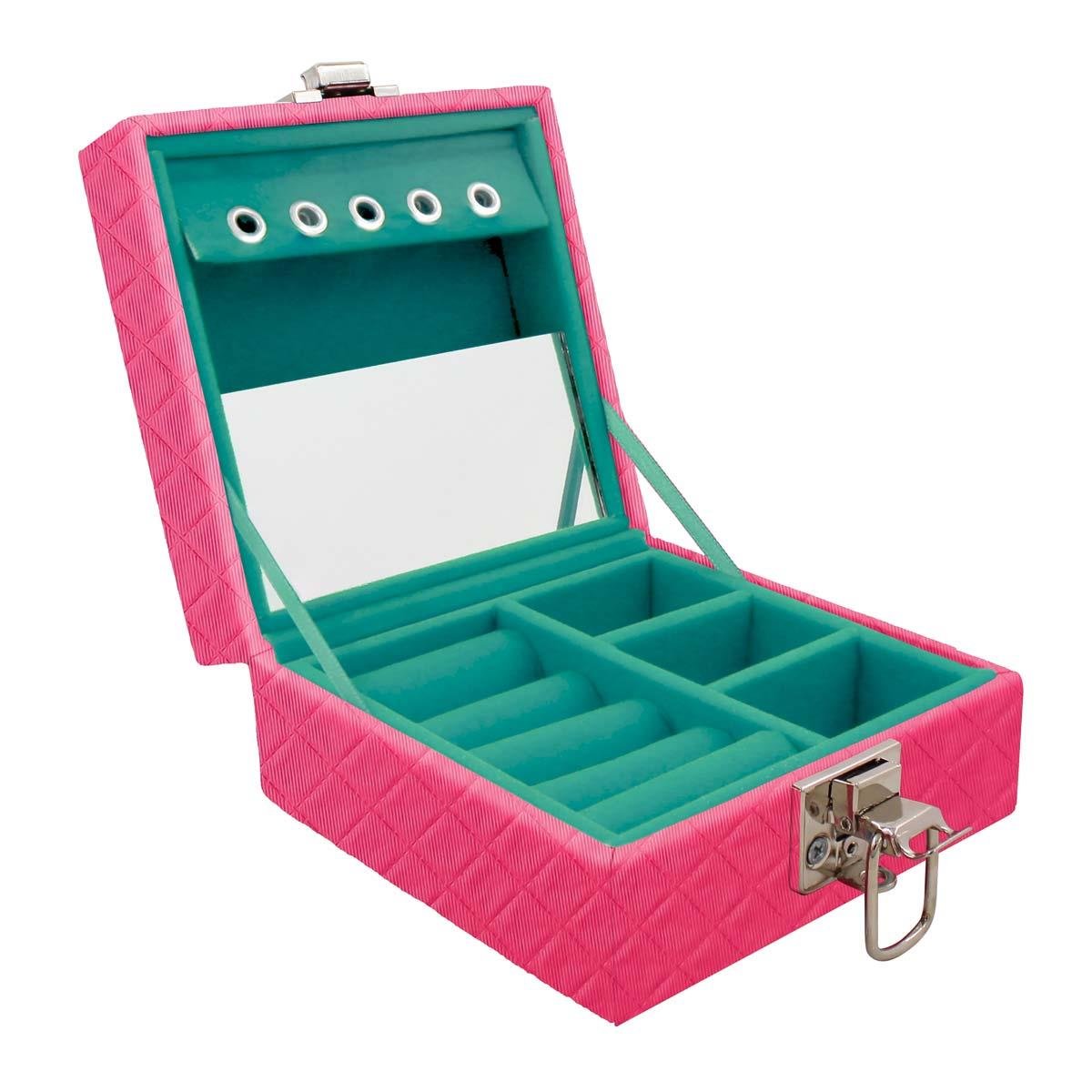 Estojo Maleta Porta Jóias Para Viagem Mini Dijon Pink