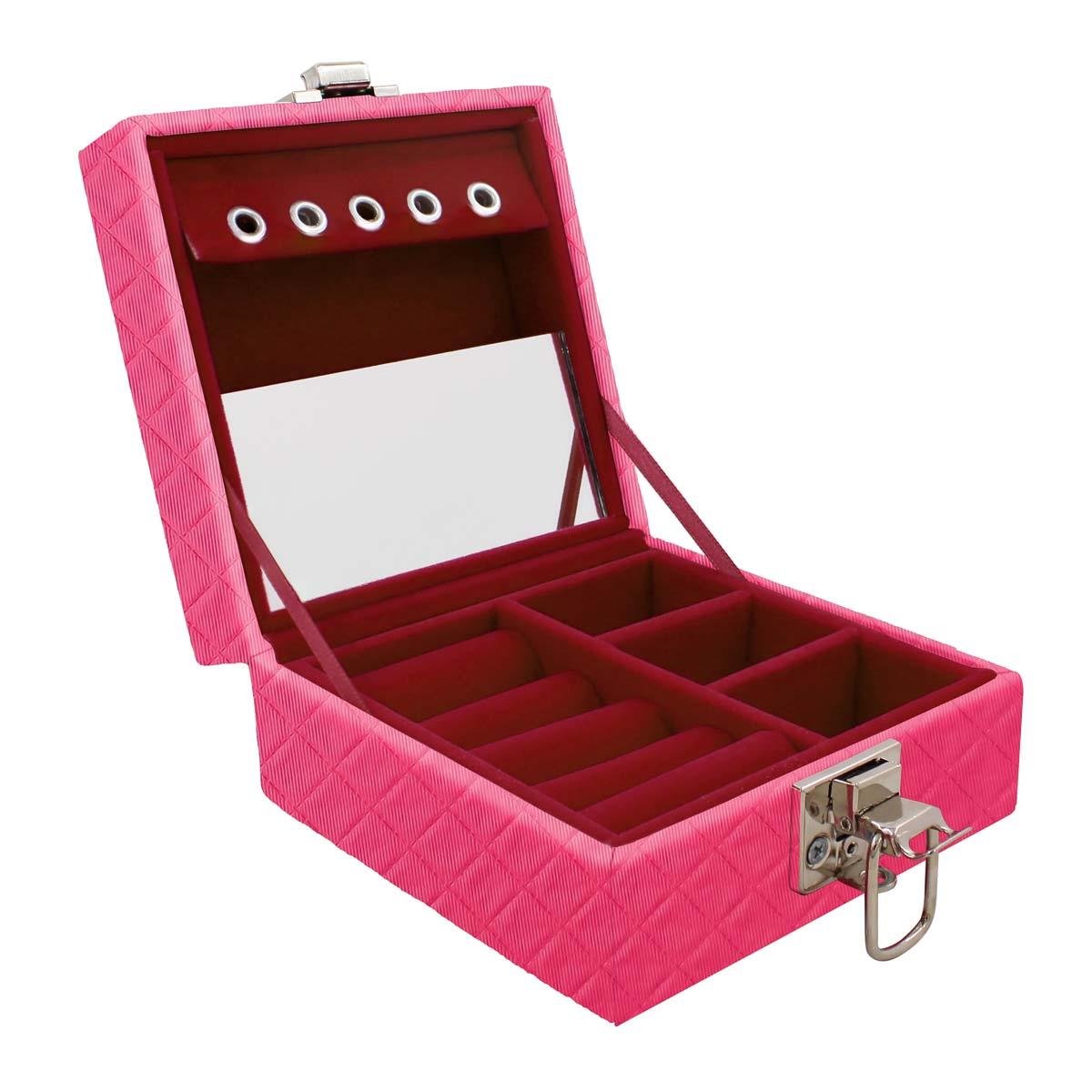Estojo Maleta Porta Jóias Para Viagem Mini Dijon Pink