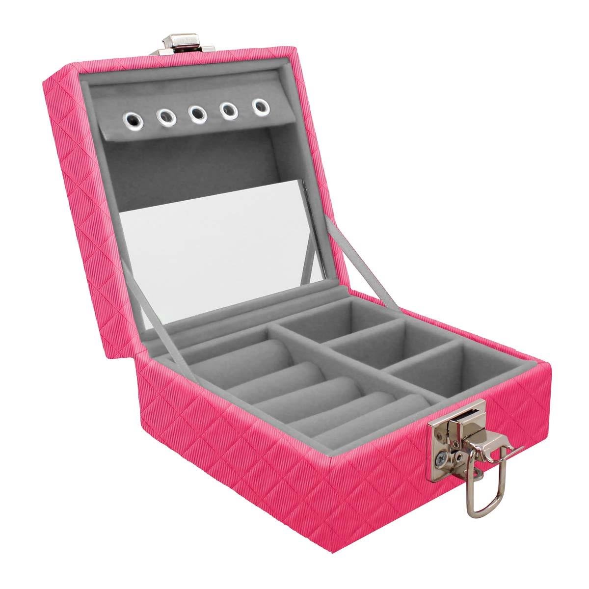 Estojo Maleta Porta Jóias Para Viagem Mini Dijon Pink