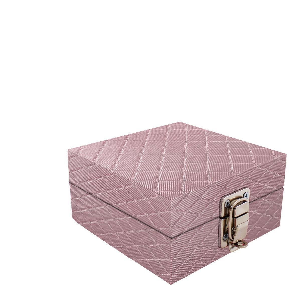 Estojo Maleta Porta Jóias Para Viagem Mini Dijon Rosa Bebe Metalizado