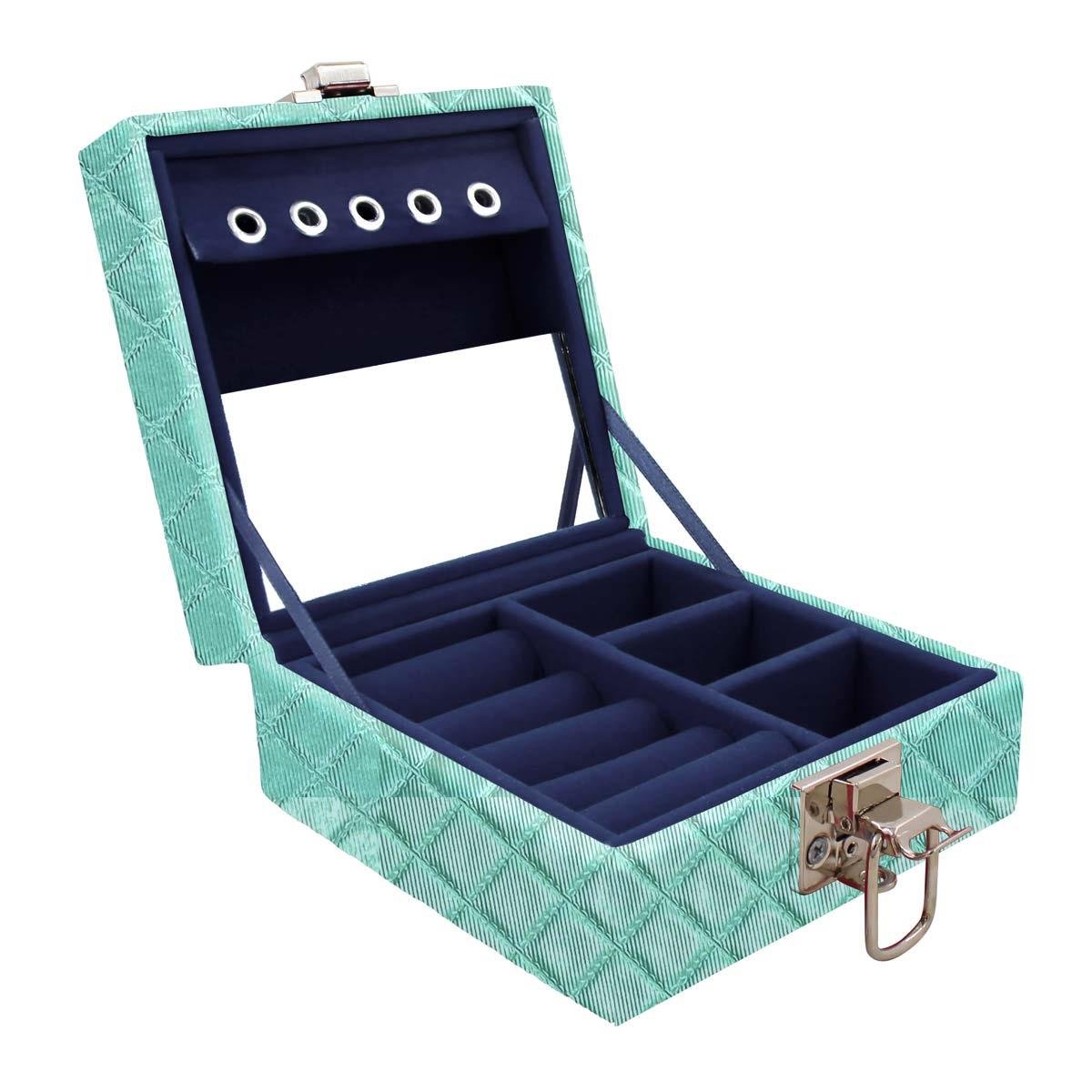 Estojo Maleta Porta Jóias Para Viagem Mini Dijon Tiffany Metalizado