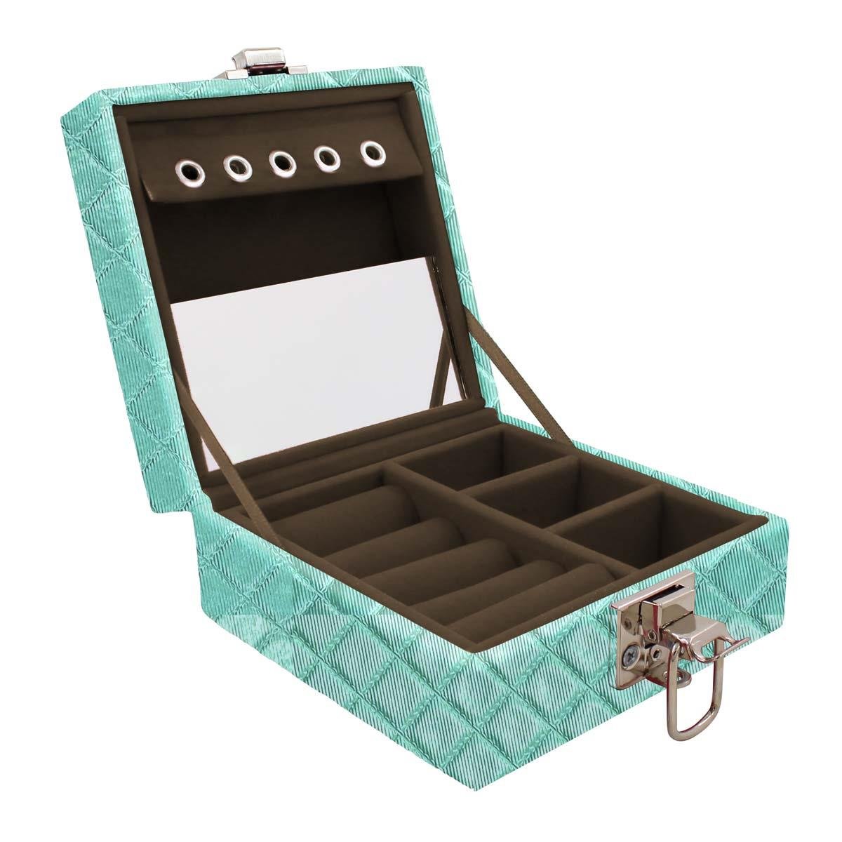 Estojo Maleta Porta Jóias Para Viagem Mini Dijon Tiffany Metalizado