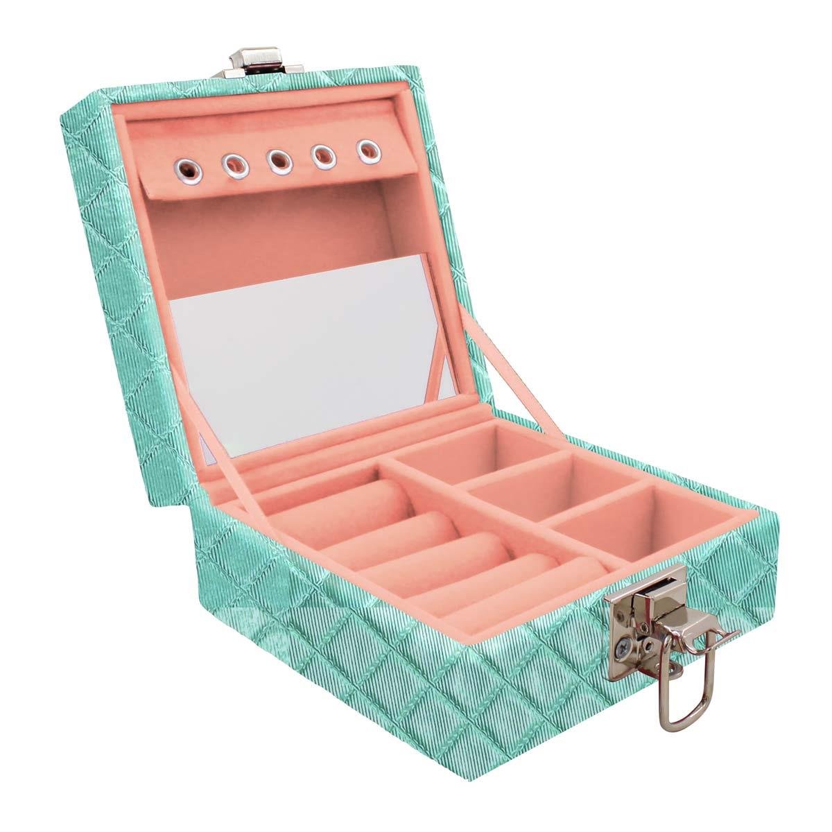 Estojo Maleta Porta Jóias Para Viagem Mini Dijon Tiffany Metalizado