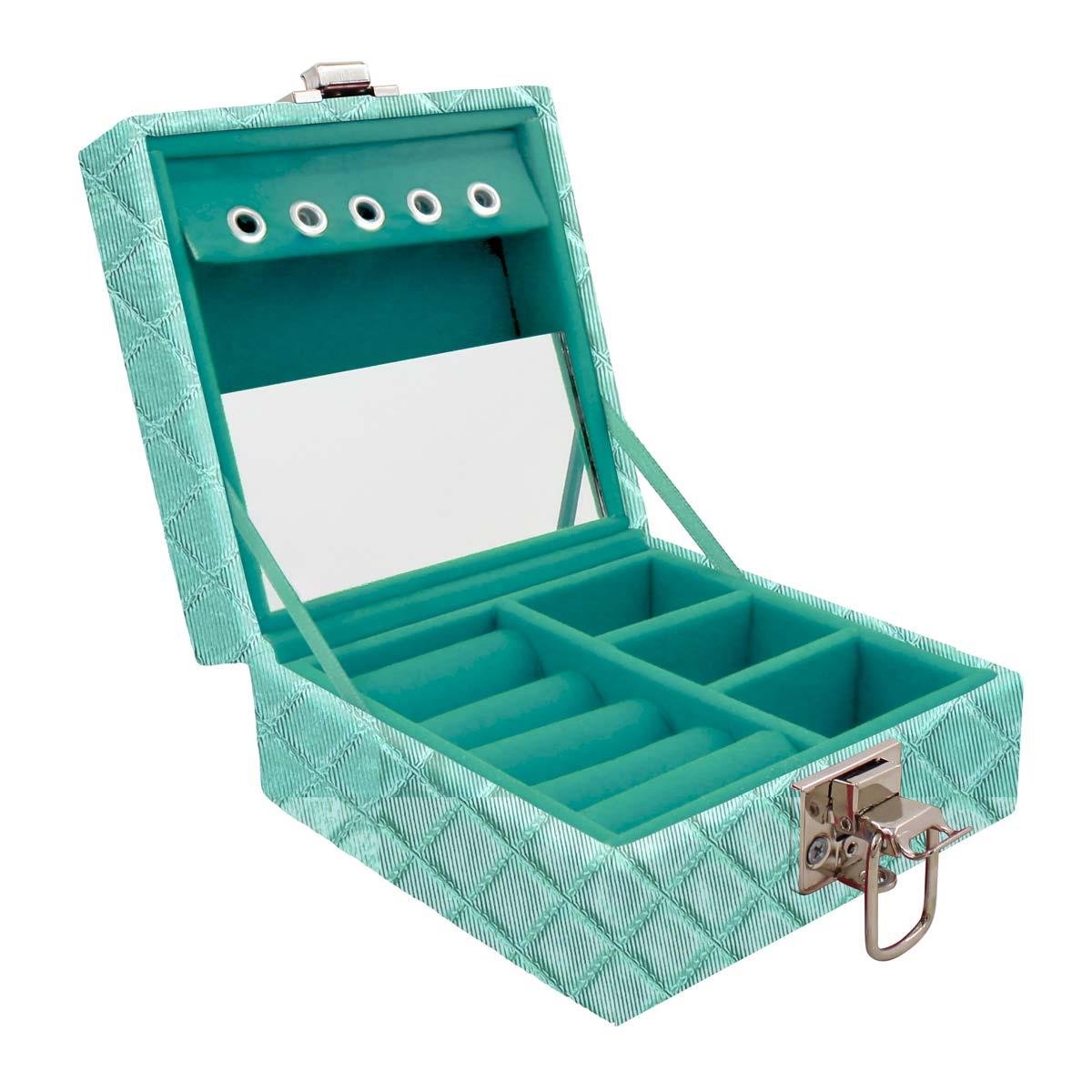Estojo Maleta Porta Jóias Para Viagem Mini Dijon Tiffany Metalizado