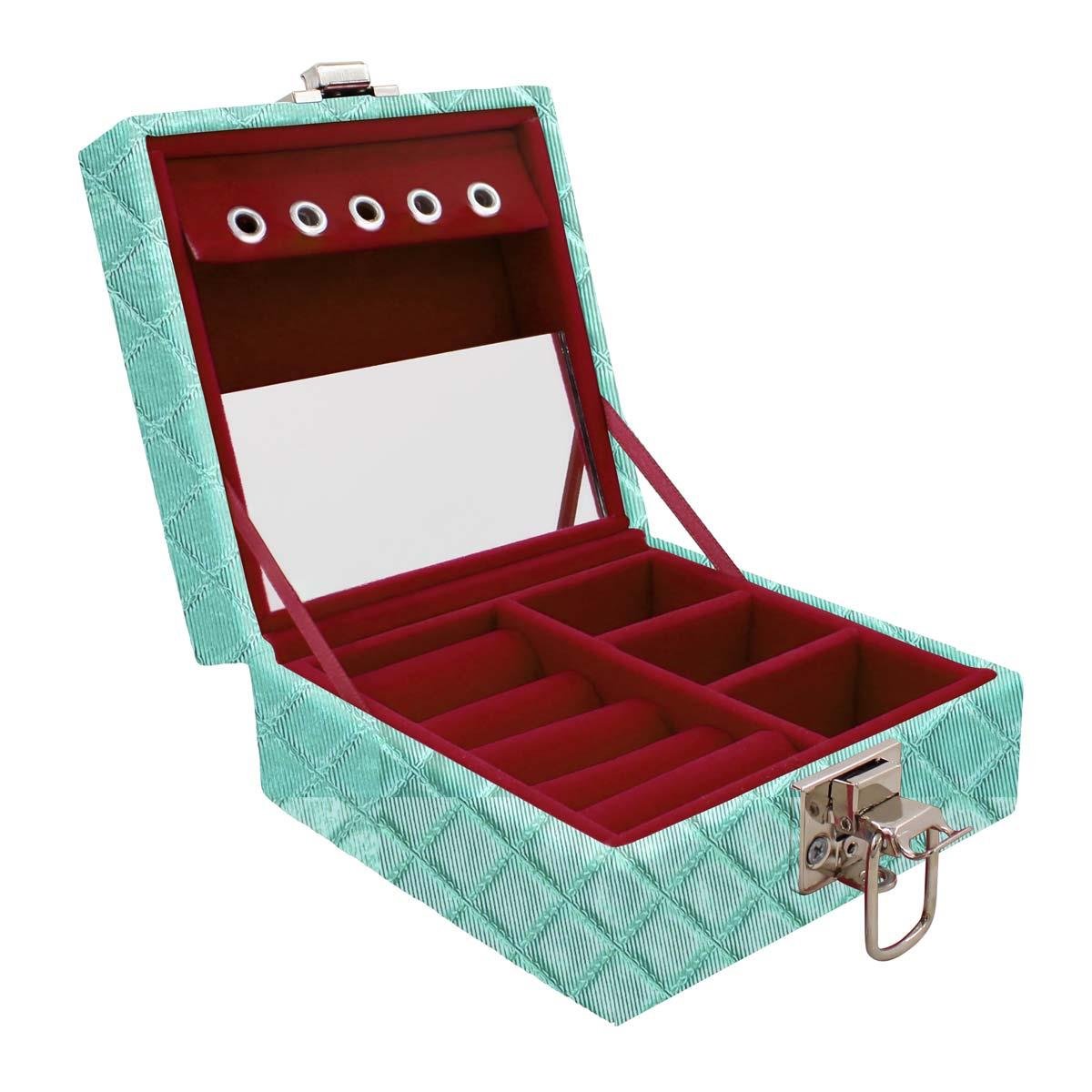 Estojo Maleta Porta Jóias Para Viagem Mini Dijon Tiffany Metalizado
