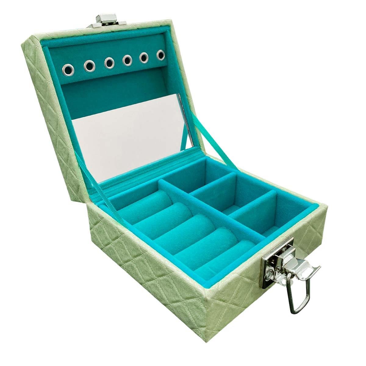 Estojo Maleta Porta Jóias Para Viagem Mini Dijon Verde