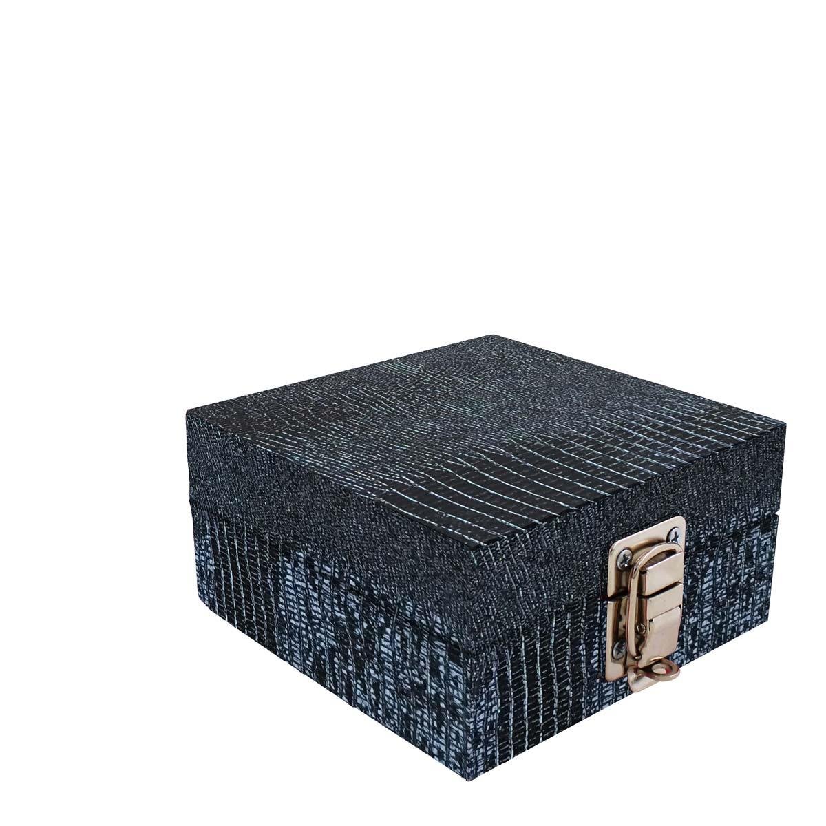 Estojo Maleta Porta Jóias Para Viagem Mini Jacaré Caíro Preto