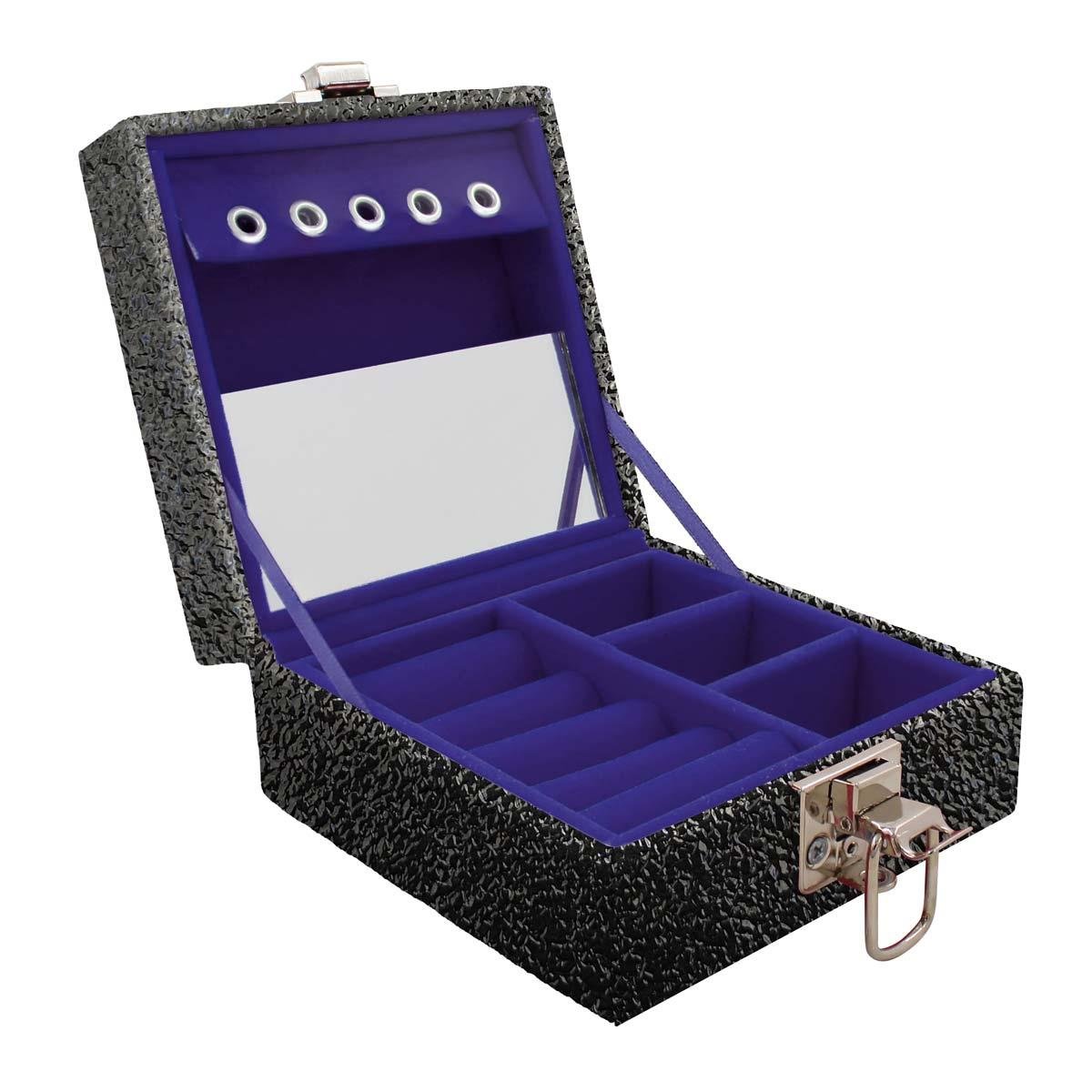 Estojo Maleta Porta Jóias Para Viagem Mini Krousher Preto