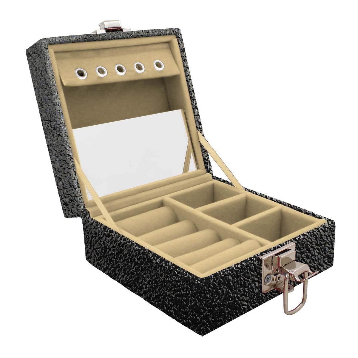 Estojo Maleta Porta Jóias Para Viagem Mini Krousher Preto