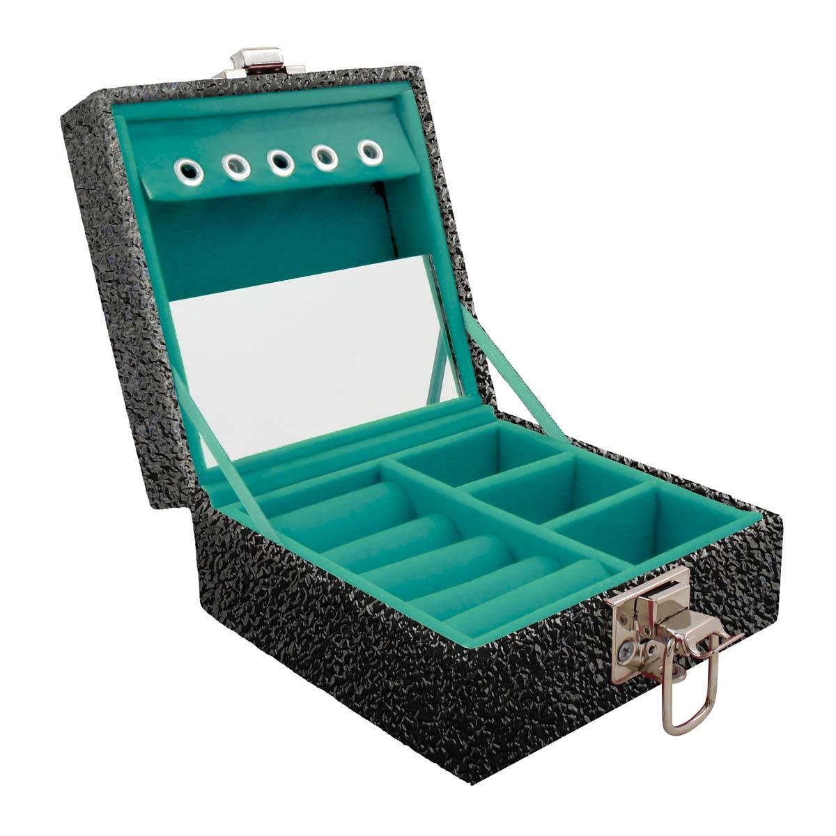 Estojo Maleta Porta Jóias Para Viagem Mini Krousher Preto