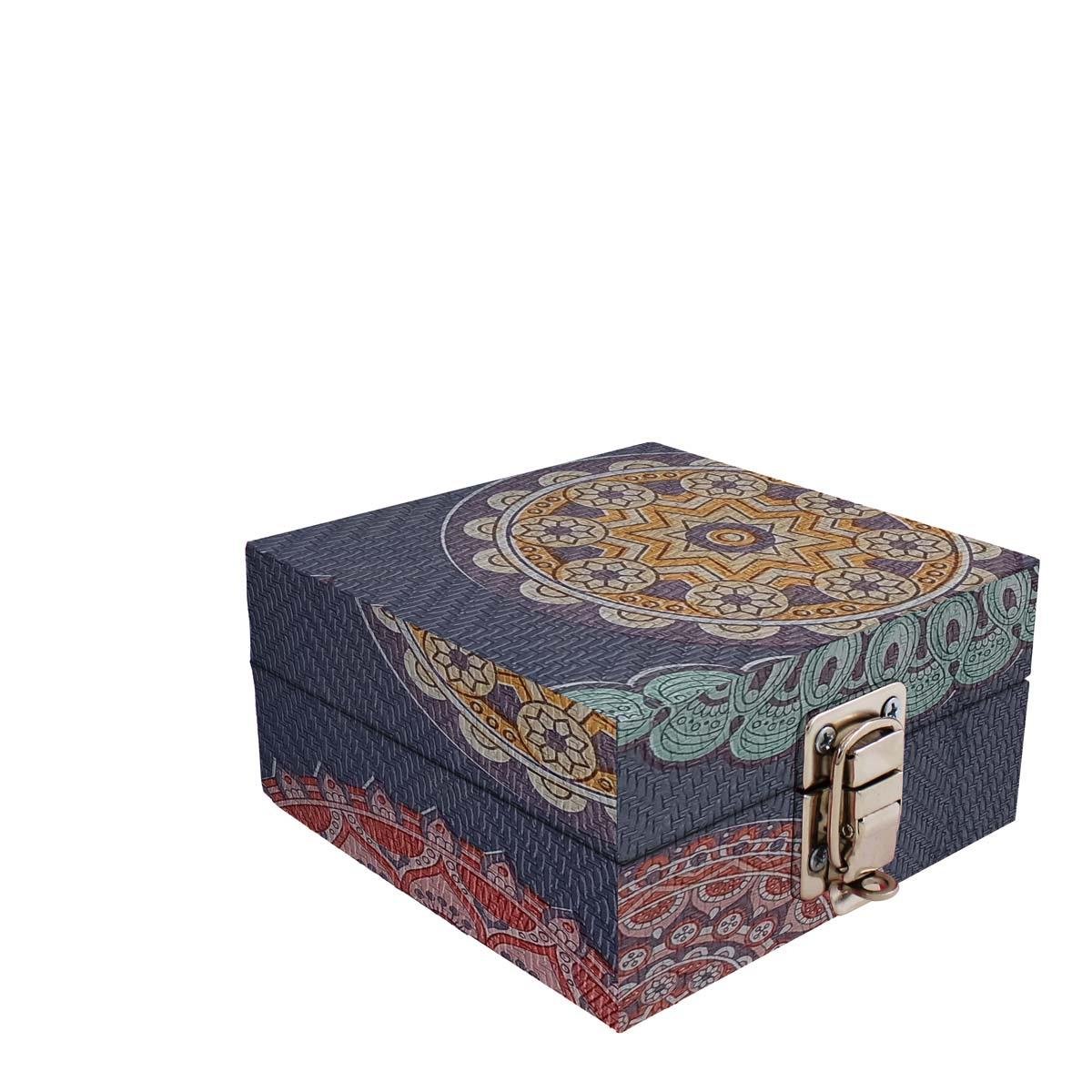 Estojo Maleta Porta Jóias Para Viagem Mandala Azul