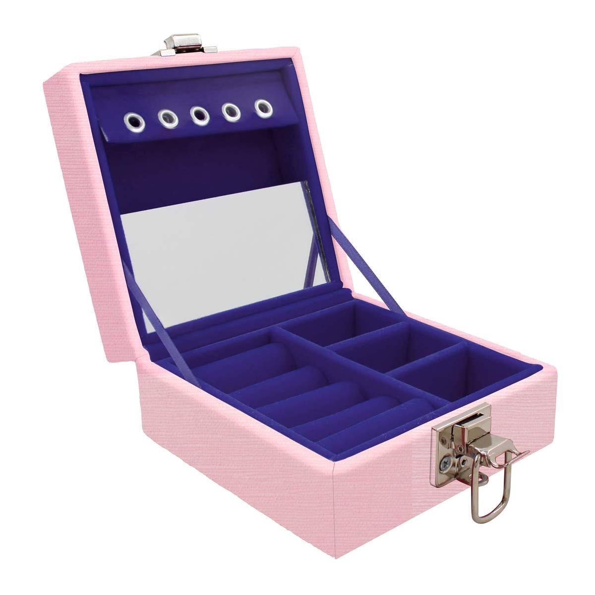 Estojo Maleta Porta Jóias Para Viagem Mini Milão Rosa