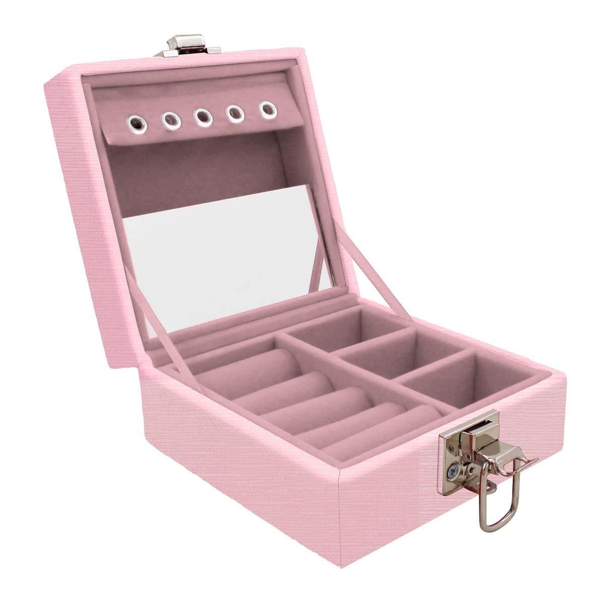 Estojo Maleta Porta Jóias Para Viagem Mini Milão Rosa