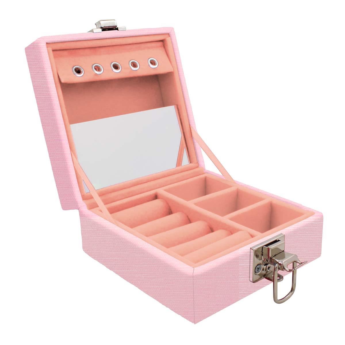 Estojo Maleta Porta Jóias Para Viagem Mini Milão Rosa