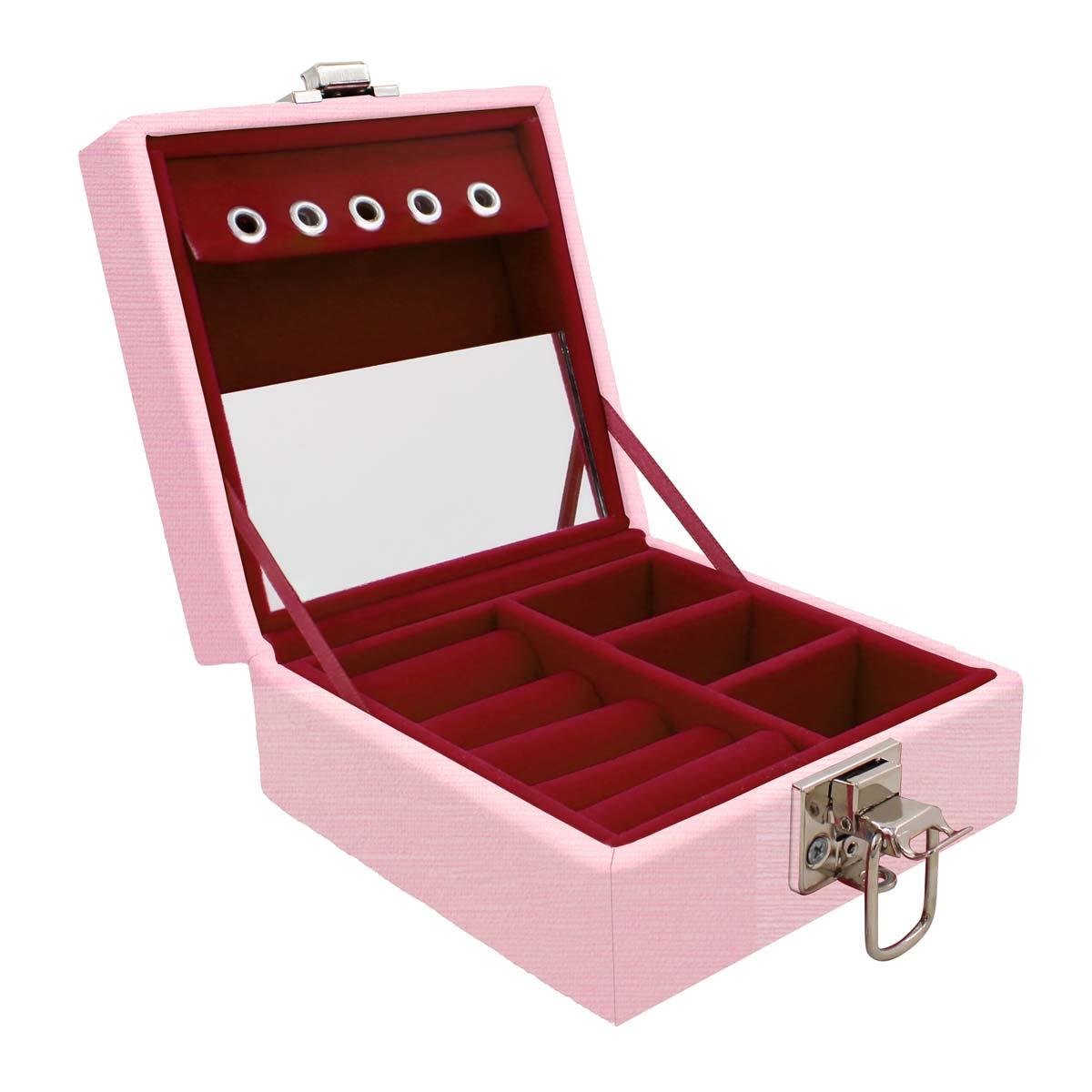 Estojo Maleta Porta Jóias Para Viagem Mini Milão Rosa