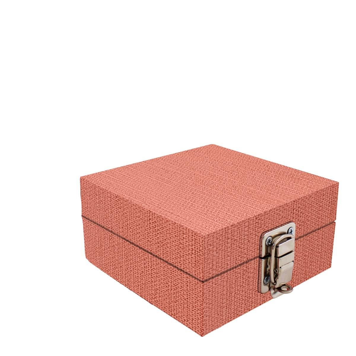 Estojo Maleta Porta Jóias Para Viagem Mini Milão Salmão