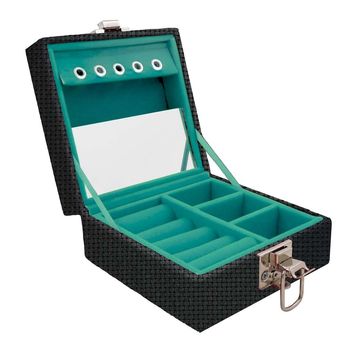 Estojo Maleta Porta Jóias Para Viagem Mini Trisse Preto