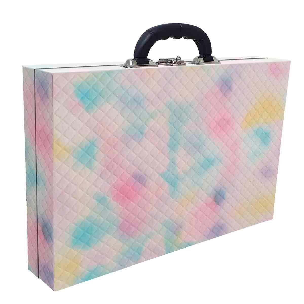 Estojo Maleta Porta Jóias Simples Grande Dijon Tie Dye Com Alça Preta e Com Imã - Sob Encomenda