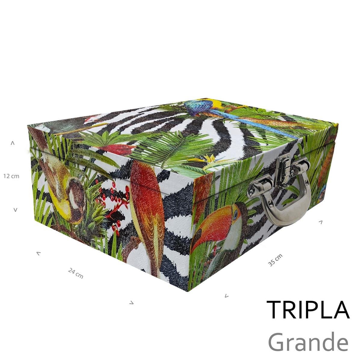 Estojo Maleta Porta Jóias Triplo Grande Amazonas Com Alça Cromada e Espelho - Sob Encomenda