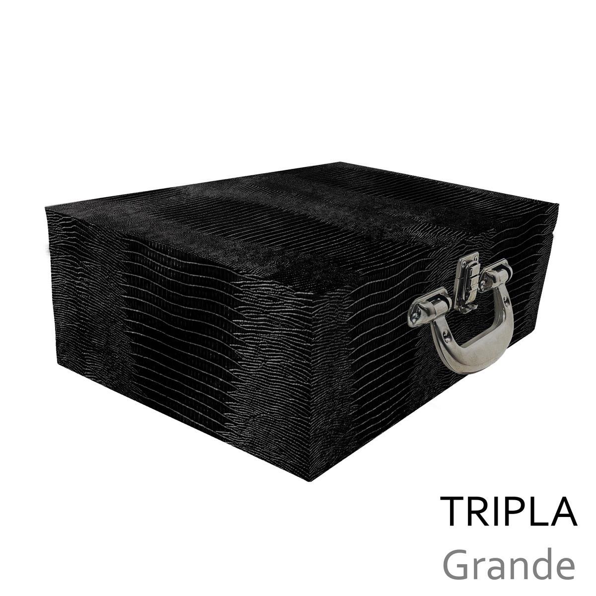 Estojo Maleta Porta Jóias Triplo Grande Jacaré Com Alça Cromada e Espelho - Sob Encomenda