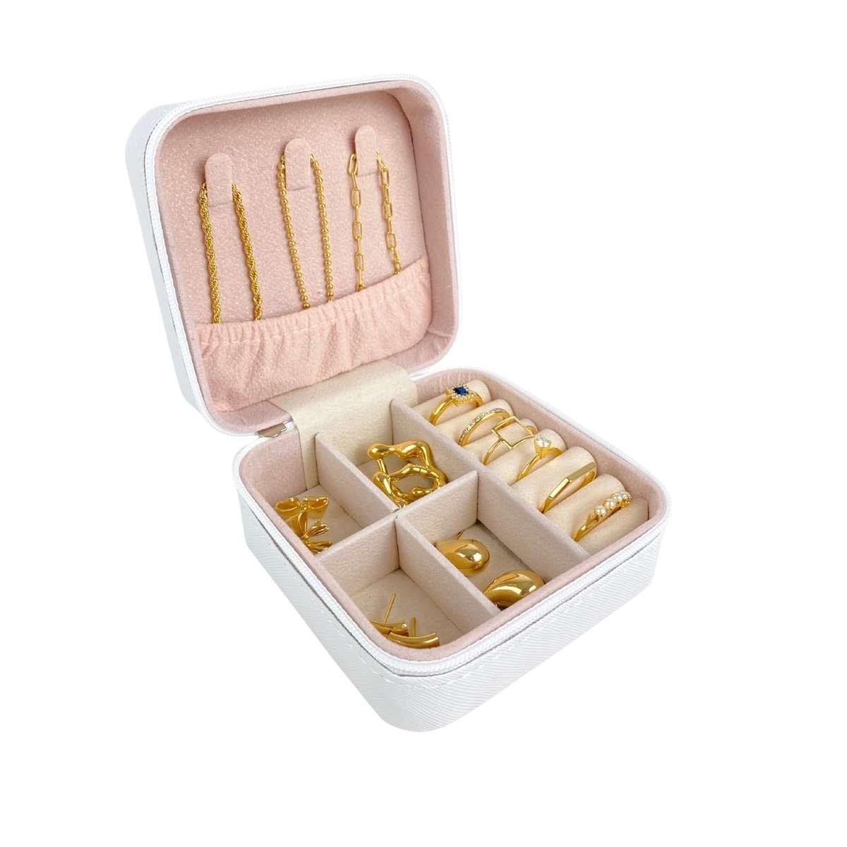 Mini Estojo Porta Jóias Com Zíper Para Viagem