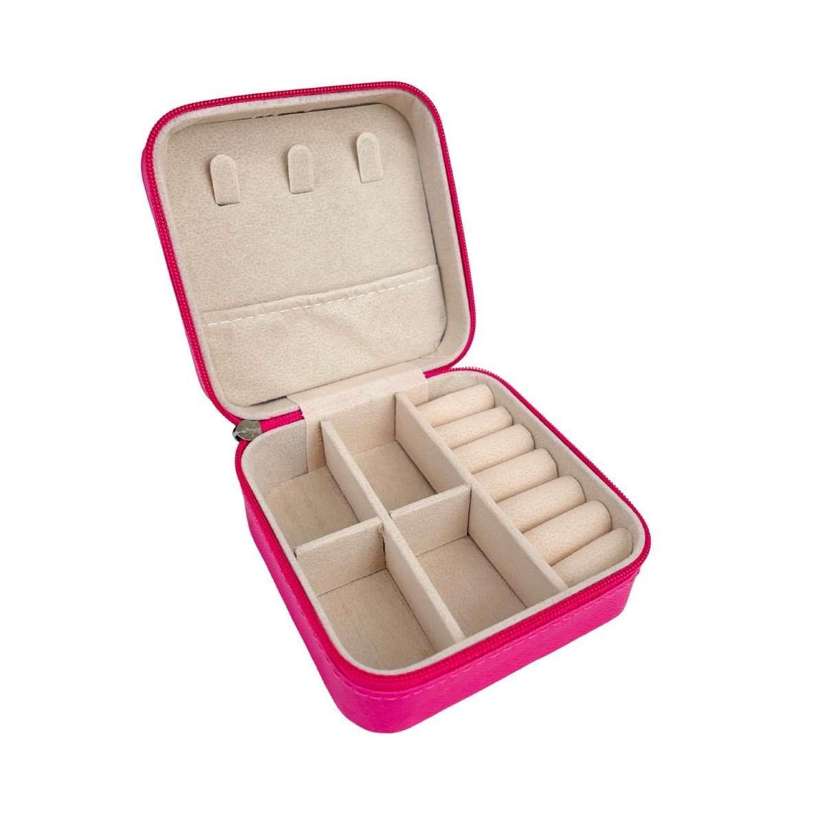 Mini Estojo Porta Jóias Com Zíper Para Viagem