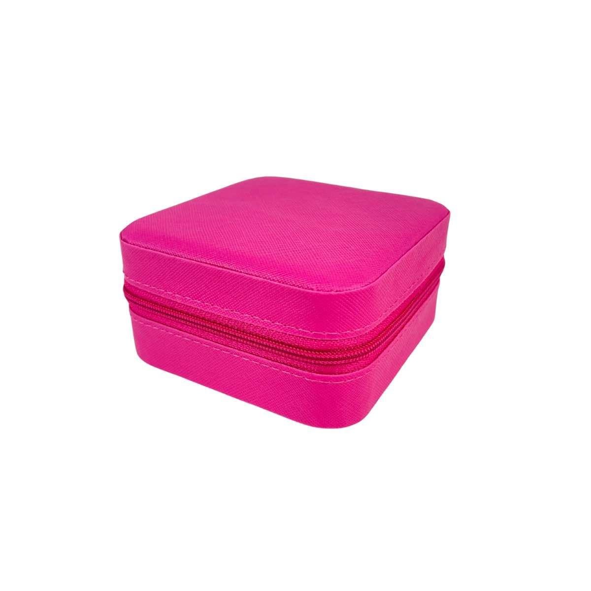 Mini Estojo Porta Jóias Com Zíper Para Viagem