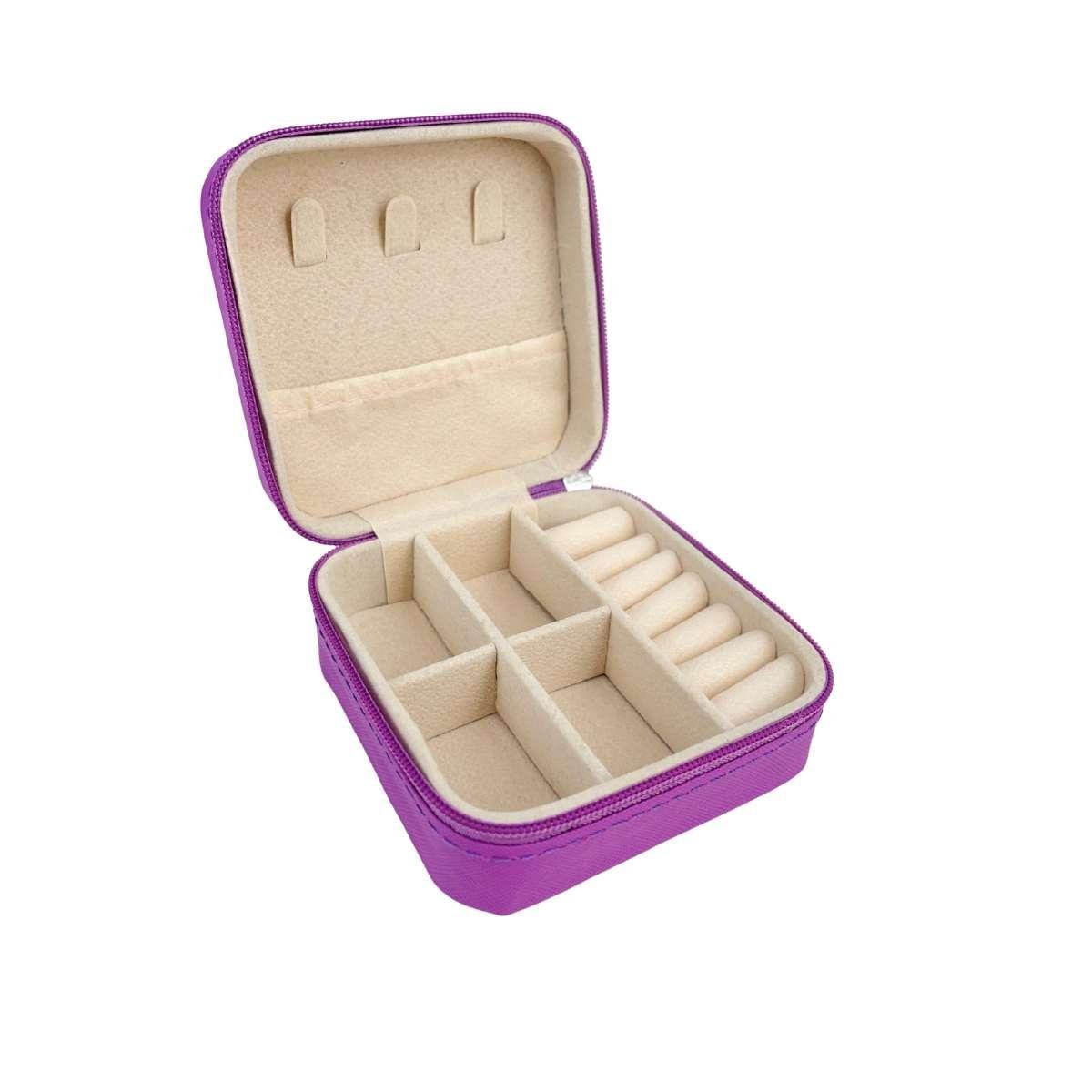 Mini Estojo Porta Jóias Com Zíper Para Viagem