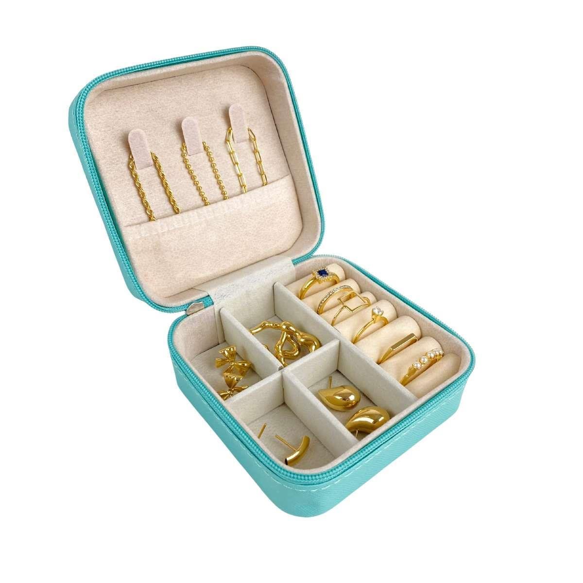 Mini Estojo Porta Jóias Com Zíper Para Viagem