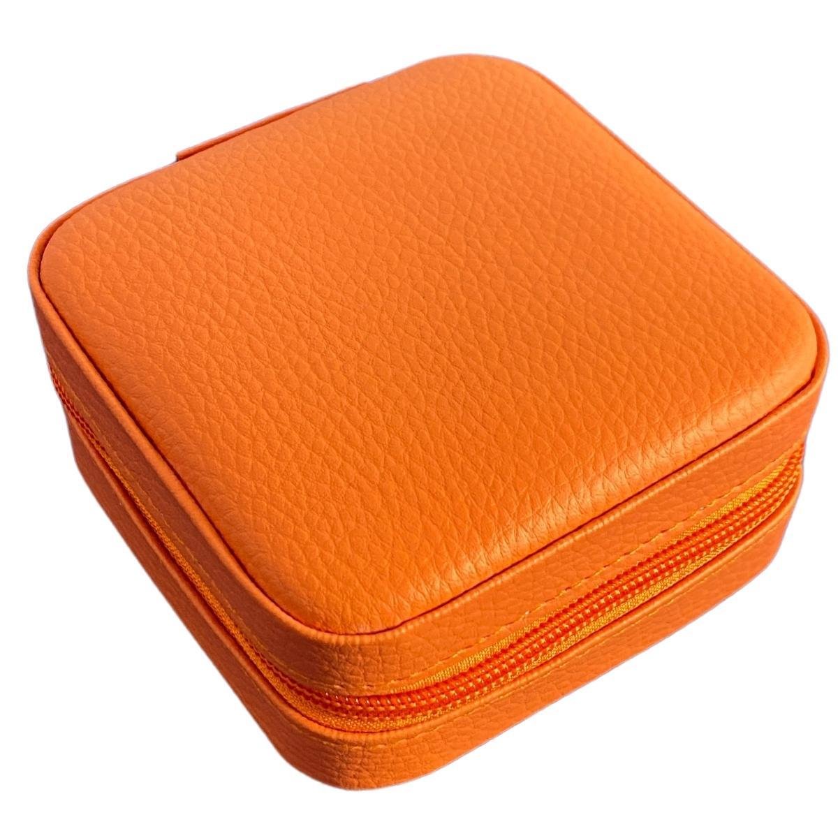 Mini Estojo Porta Jóias Para Viagem Dool Laranja com Ziper